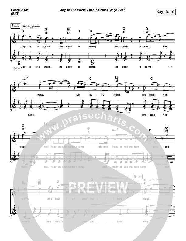 Joy To The World 2 (He Is Come) Lead Sheet (SAT) (Tommee Profitt / Clark Beckham)