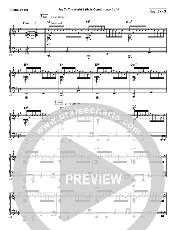 Joy To The World 2 (He Is Come) Piano Sheet (Tommee Profitt / Clark Beckham)
