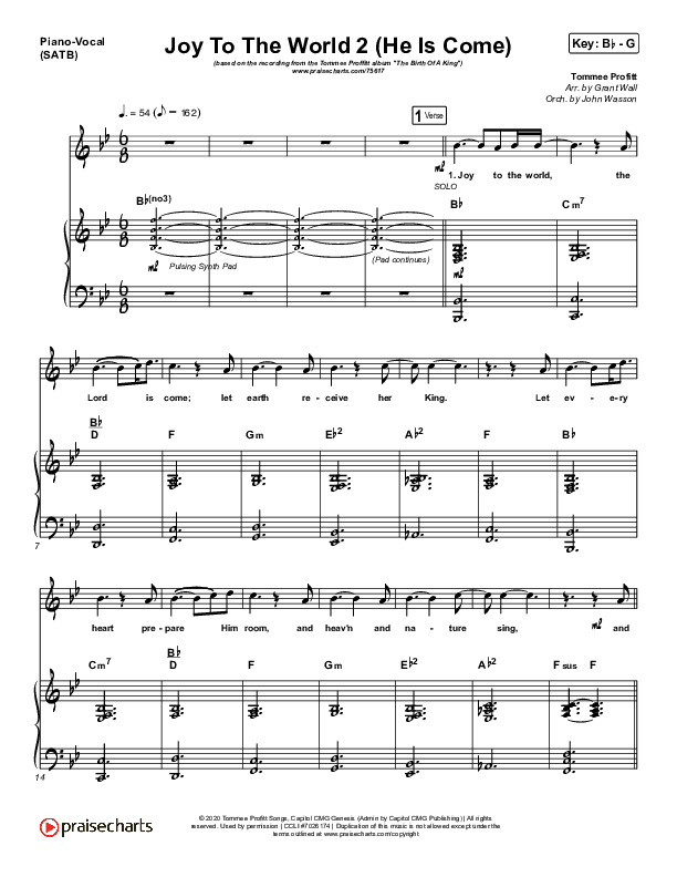 Joy To The World 2 (He Is Come) Piano/Vocal (SATB) (Tommee Profitt / Clark Beckham)