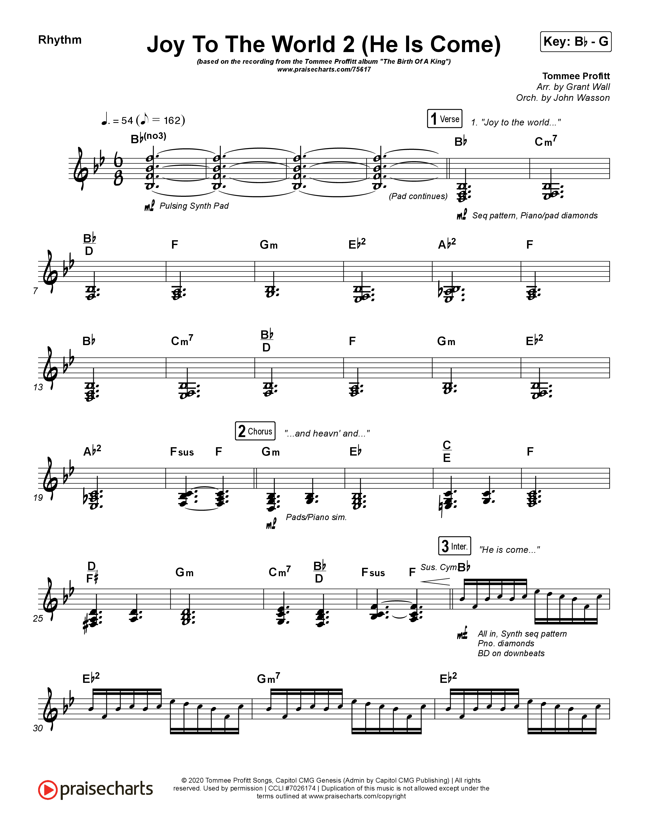 Joy To The World 2 (He Is Come) Rhythm Chart (Tommee Profitt / Clark Beckham)