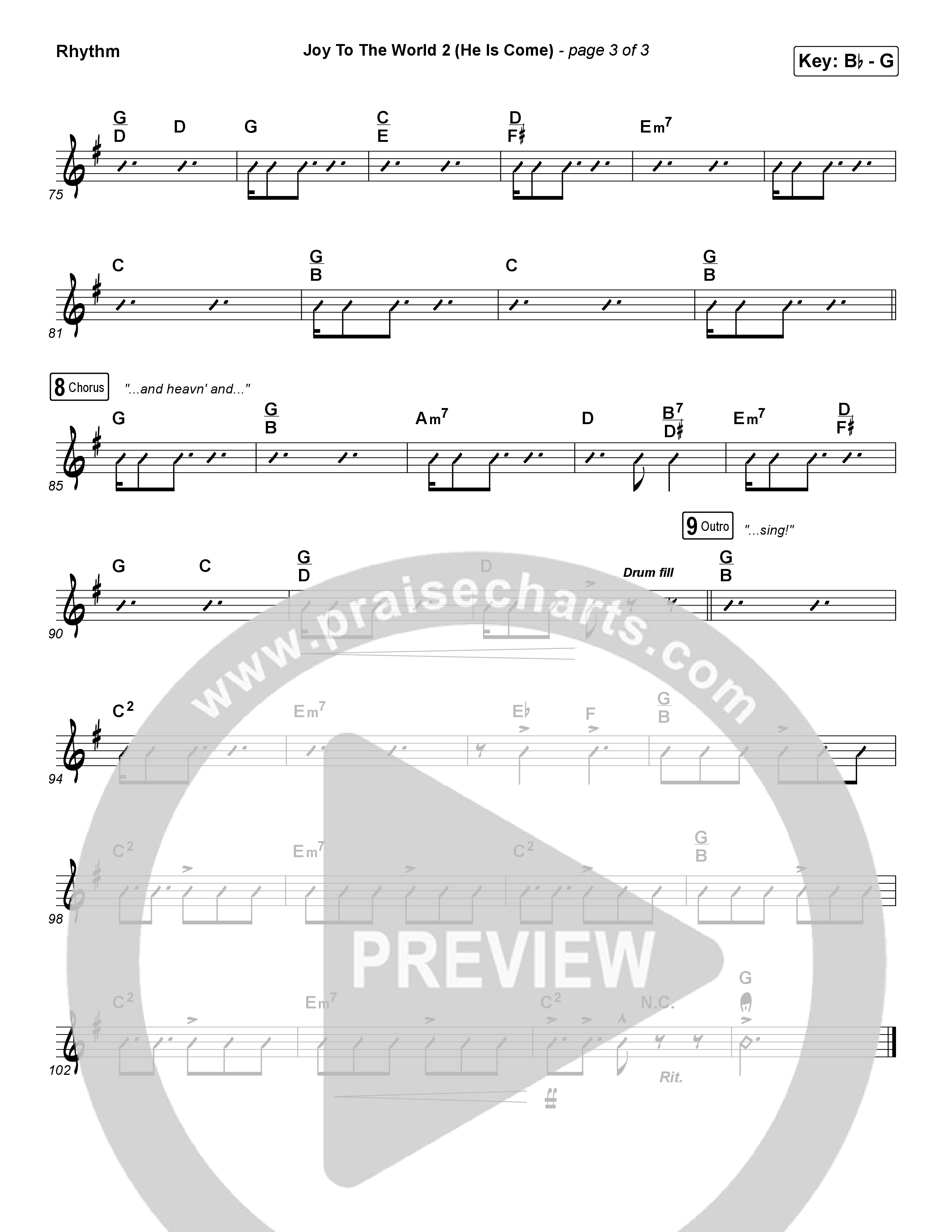 Joy To The World 2 (He Is Come) Rhythm Chart (Tommee Profitt / Clark Beckham)