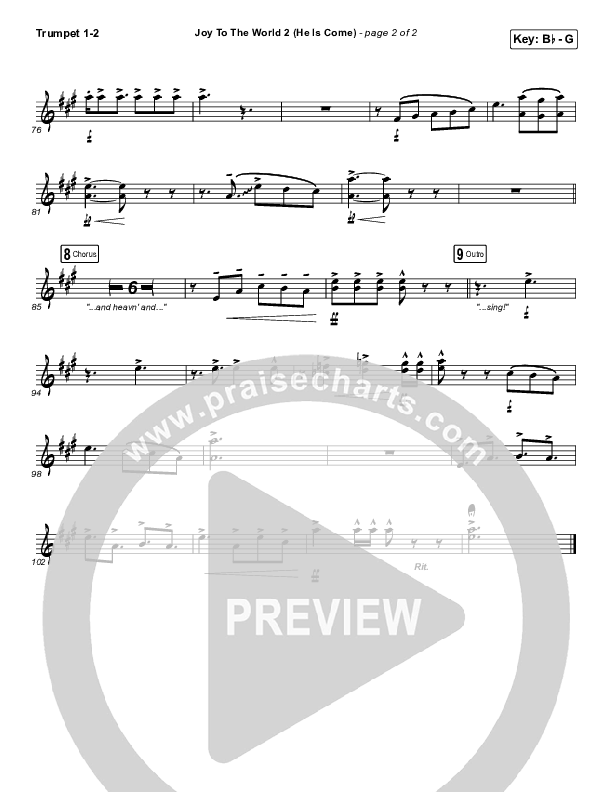 Joy To The World 2 (He Is Come) Trumpet 1,2 (Tommee Profitt / Clark Beckham)