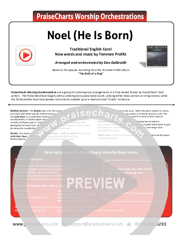 Noel (He Is Born) Violin Sheet Music PDF (Tommee Profitt / Stanaj) -  PraiseCharts