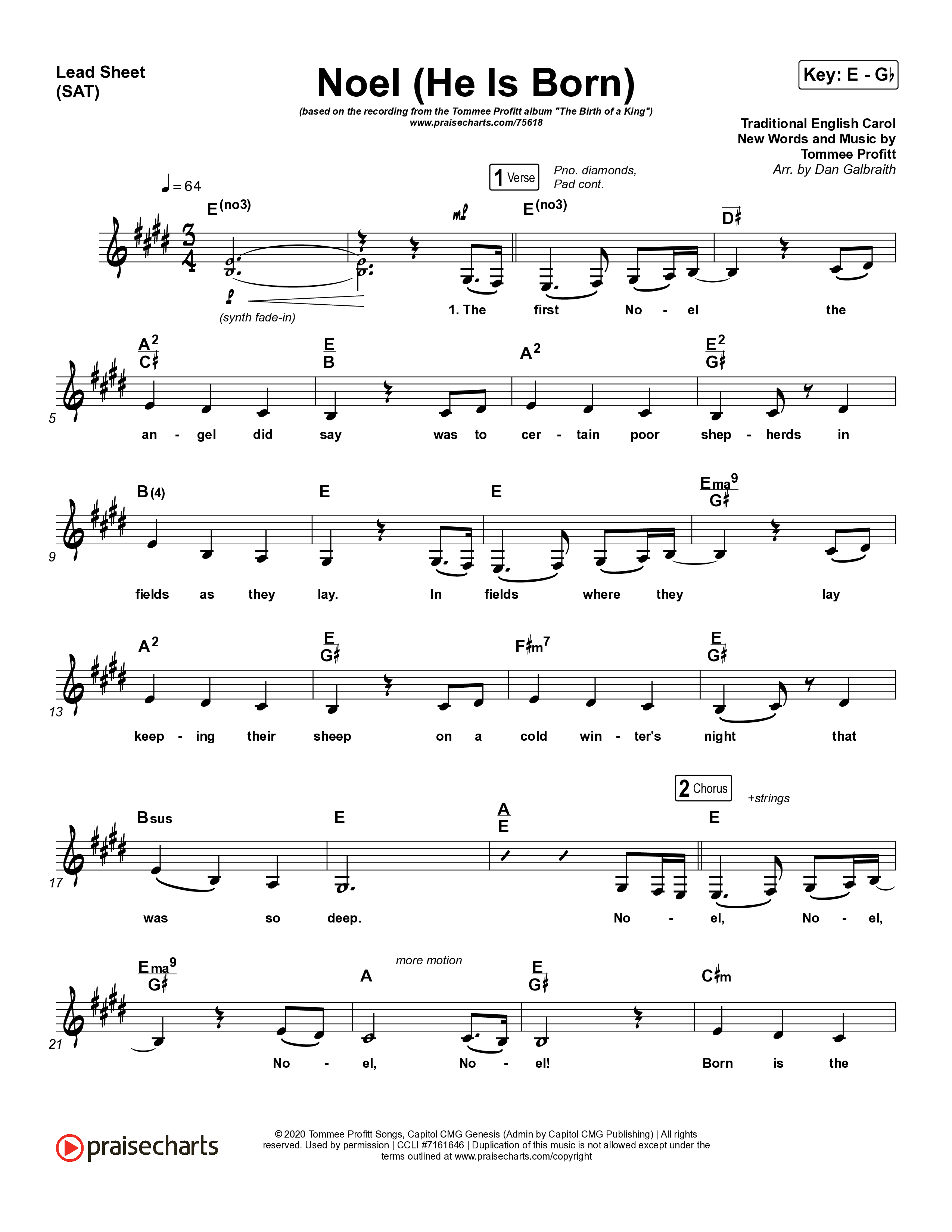 Noel (He Is Born) Lead Sheet (SAT) (Tommee Profitt / Stanaj)