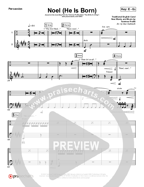 Noel (He Is Born) Percussion (Tommee Profitt / Stanaj)