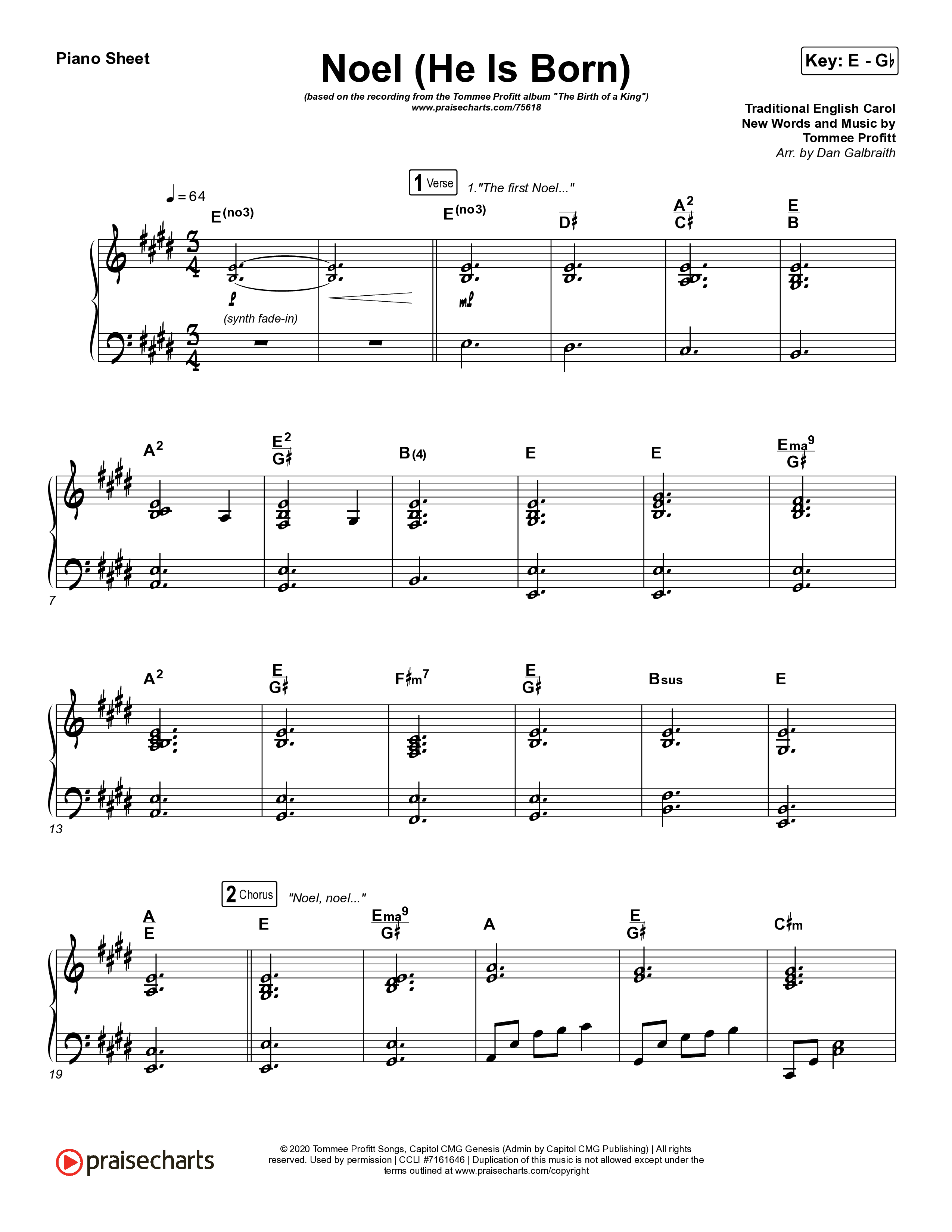 Noel (He Is Born) Piano Sheet (Tommee Profitt / Stanaj)