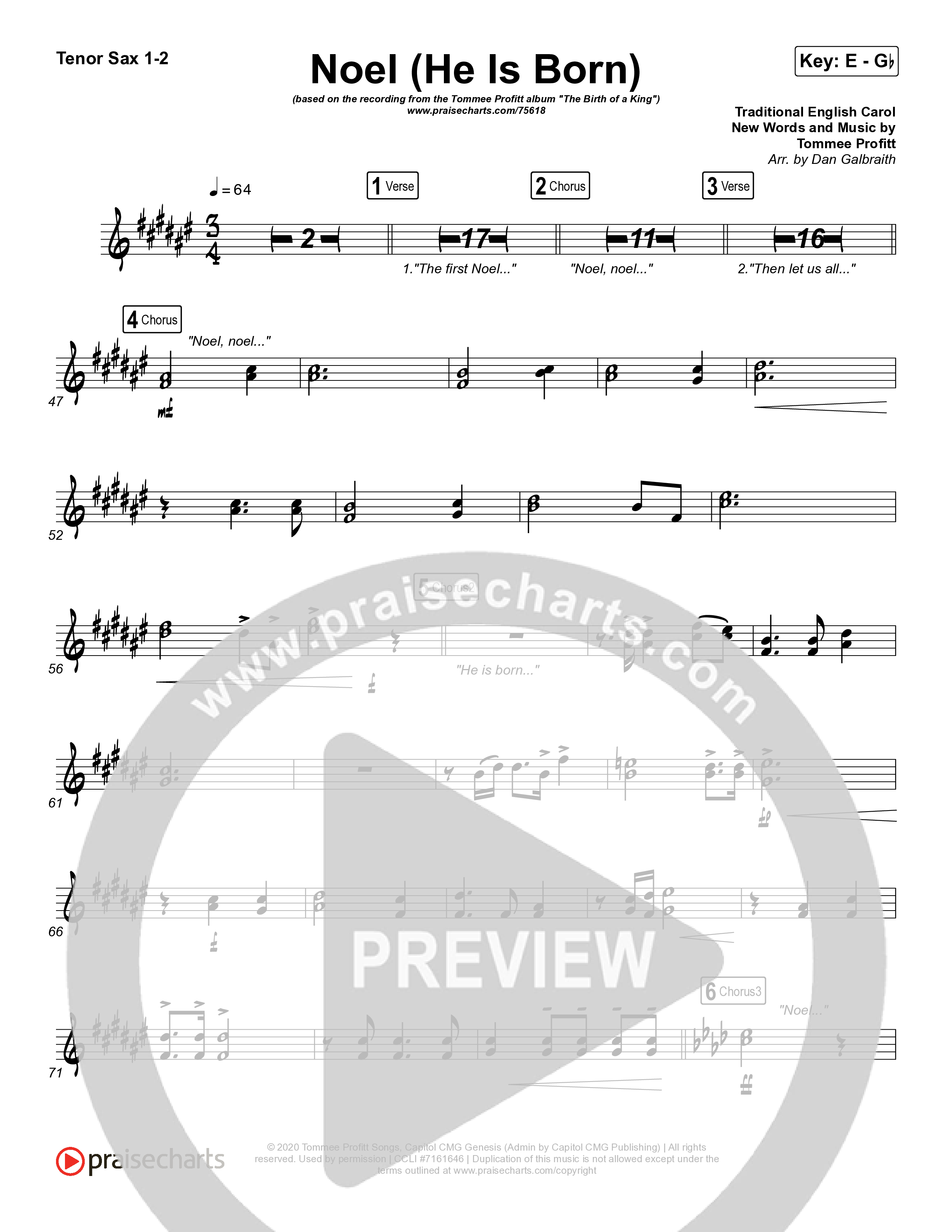 Noel (He Is Born) Tenor Sax 1,2 (Tommee Profitt / Stanaj)