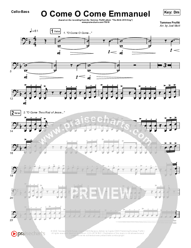 O Come O Come Emmanuel Cello/Bass (Tommee Profitt)