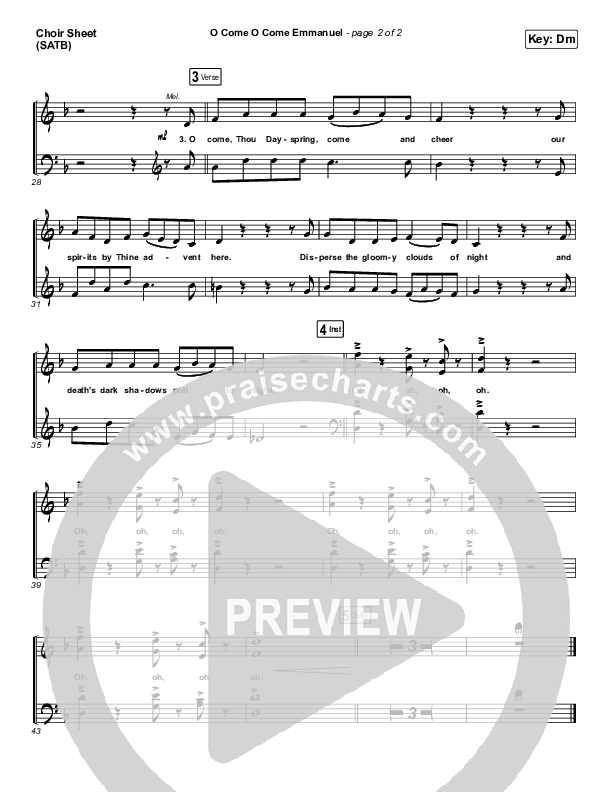 O Come O Come Emmanuel Choir Sheet (SATB) (Tommee Profitt)