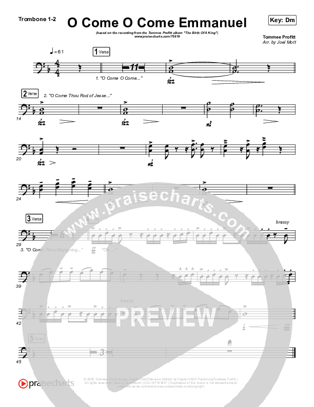 O Come O Come Emmanuel Trombone 1/2 (Tommee Profitt)