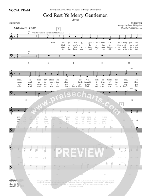 God Rest Ye Merry Gentlemen Choir Sheet (Todd Billingsley)