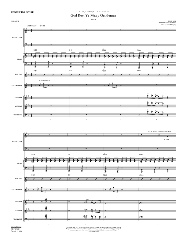 God Rest Ye Merry Gentlemen Conductor's Score (Todd Billingsley)