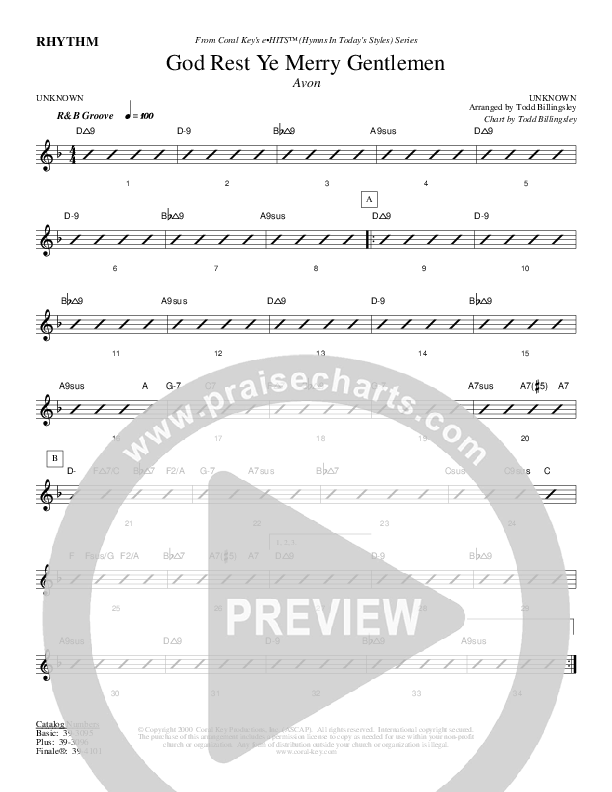 God Rest Ye Merry Gentlemen Rhythm Chart (Todd Billingsley)