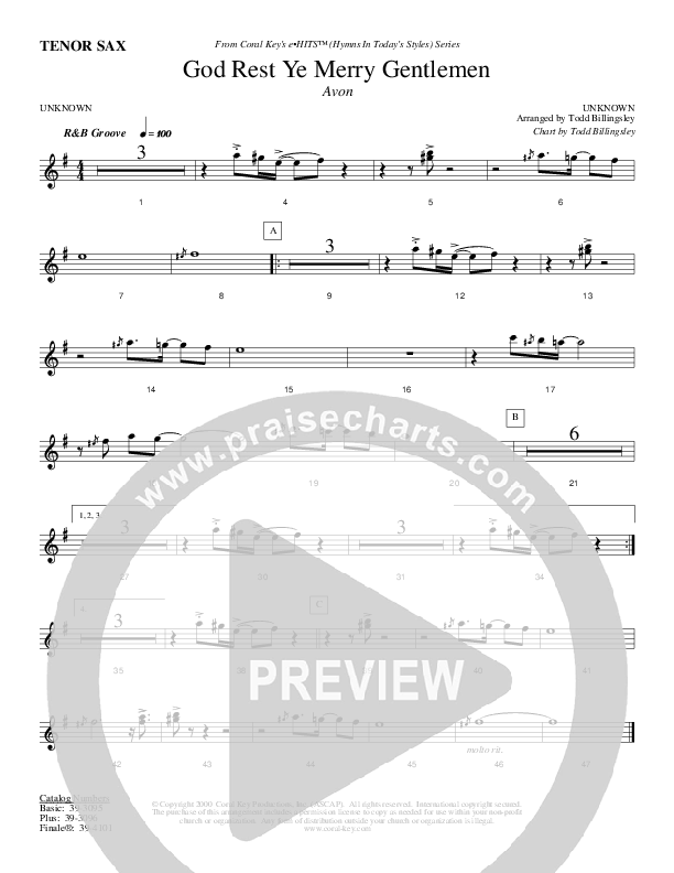 God Rest Ye Merry Gentlemen Tenor Sax 2 (Todd Billingsley)