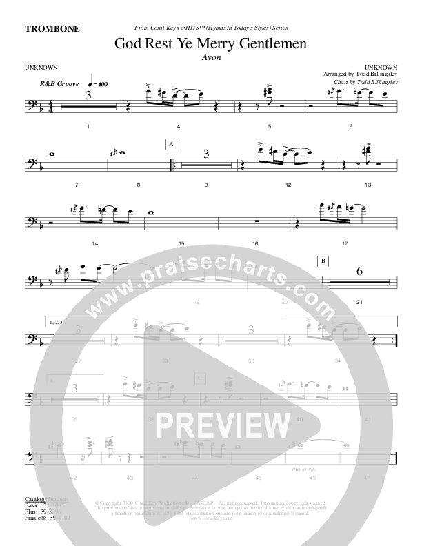 God Rest Ye Merry Gentlemen Trombone (Todd Billingsley)