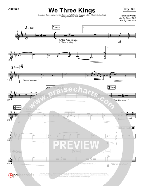 We Three Kings Alto Sax (Tommee Profitt / We The Kingdom)