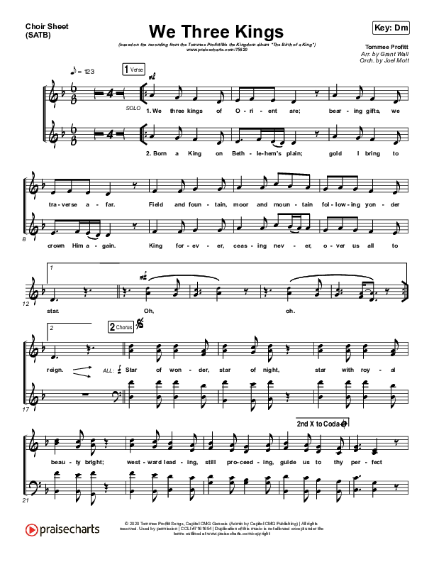 We Three Kings Choir Sheet (SATB) (Tommee Profitt / We The Kingdom)
