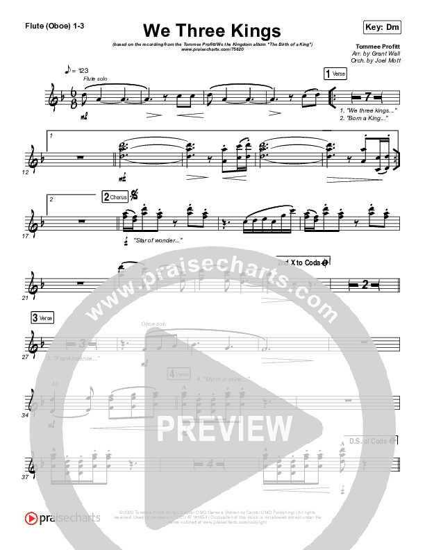 We Three Kings Flute/Oboe 1/2/3 (Tommee Profitt / We The Kingdom)