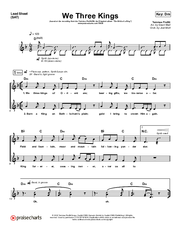 We Three Kings Lead Sheet (SAT) (Tommee Profitt / We The Kingdom)