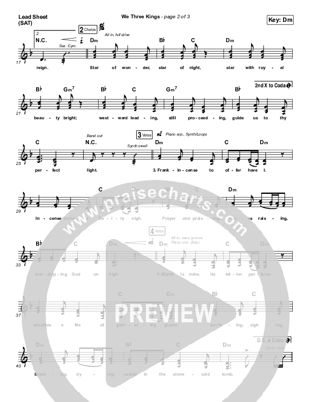 We Three Kings Lead Sheet (SAT) (Tommee Profitt / We The Kingdom)
