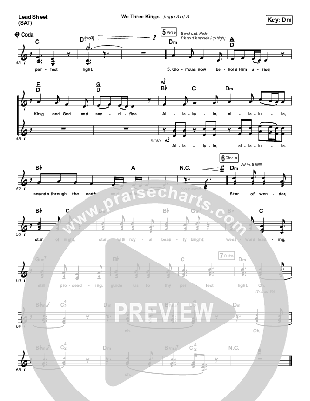 We Three Kings Lead Sheet (SAT) (Tommee Profitt / We The Kingdom)