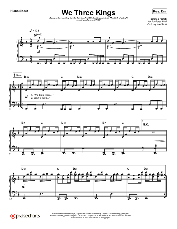 We Three Kings Piano Sheet (Tommee Profitt / We The Kingdom)