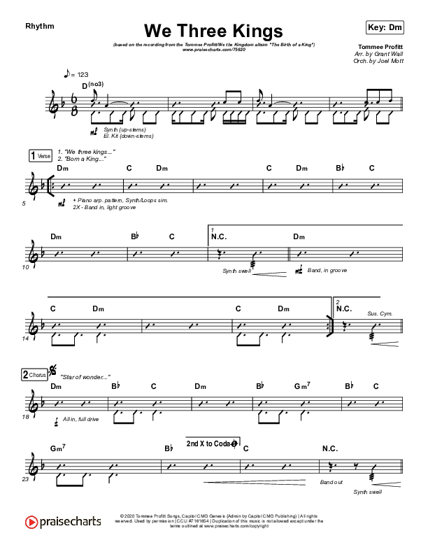 We Three Kings Rhythm Chart (Tommee Profitt / We The Kingdom)