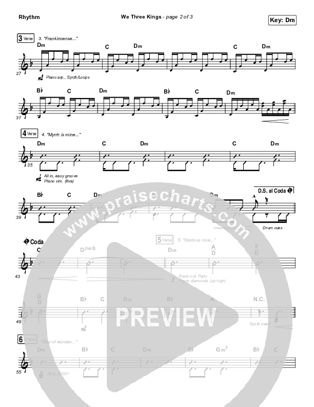 We Three Kings Rhythm Chart (Tommee Profitt / We The Kingdom)