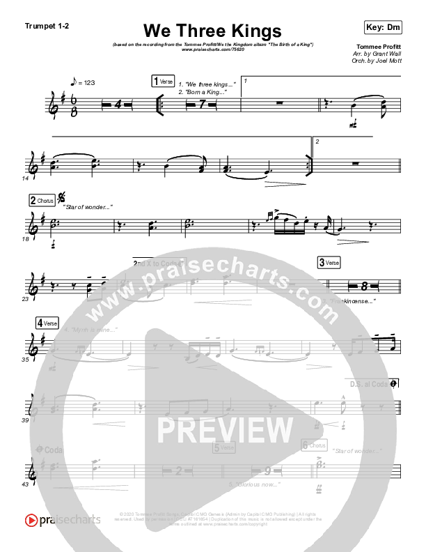 We Three Kings Trumpet 1,2 (Tommee Profitt / We The Kingdom)