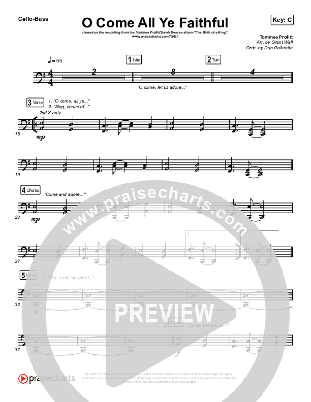 O Come All Ye Faithful Cello/Bass (Tommee Profitt / Sarah Reeves)