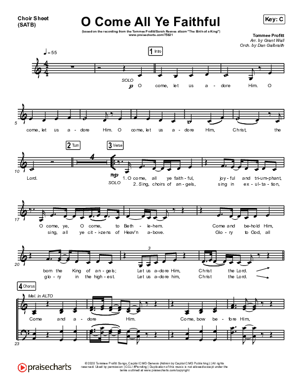 O Come All Ye Faithful Choir Sheet (SATB) (Tommee Profitt / Sarah Reeves)