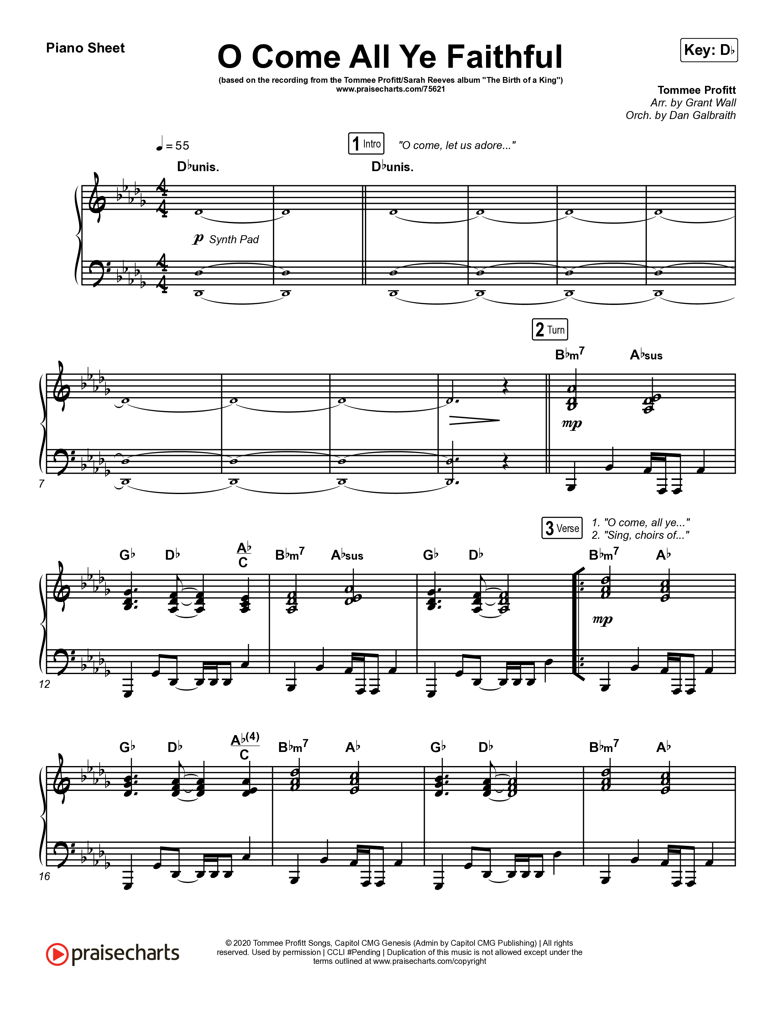 O Come All Ye Faithful Piano Sheet (Tommee Profitt / Sarah Reeves)