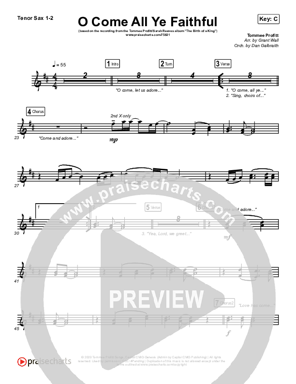 O Come All Ye Faithful Tenor Sax 1/2 (Tommee Profitt / Sarah Reeves)