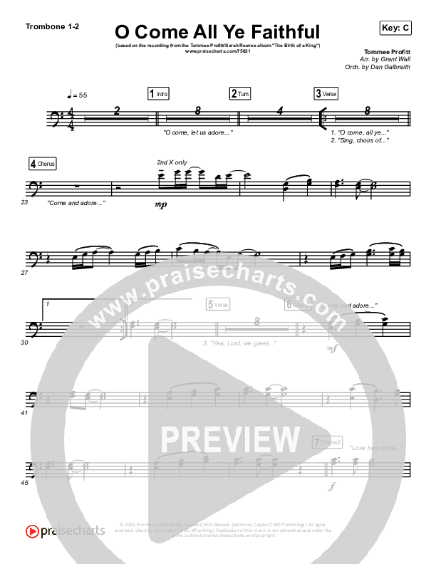 O Come All Ye Faithful Trombone 1/2 (Tommee Profitt / Sarah Reeves)