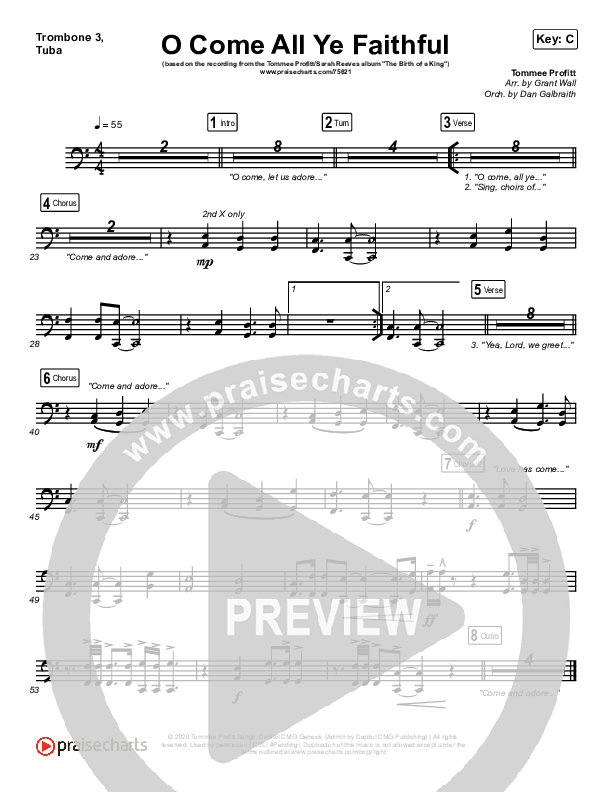 O Come All Ye Faithful Trombone 3/Tuba (Tommee Profitt / Sarah Reeves)