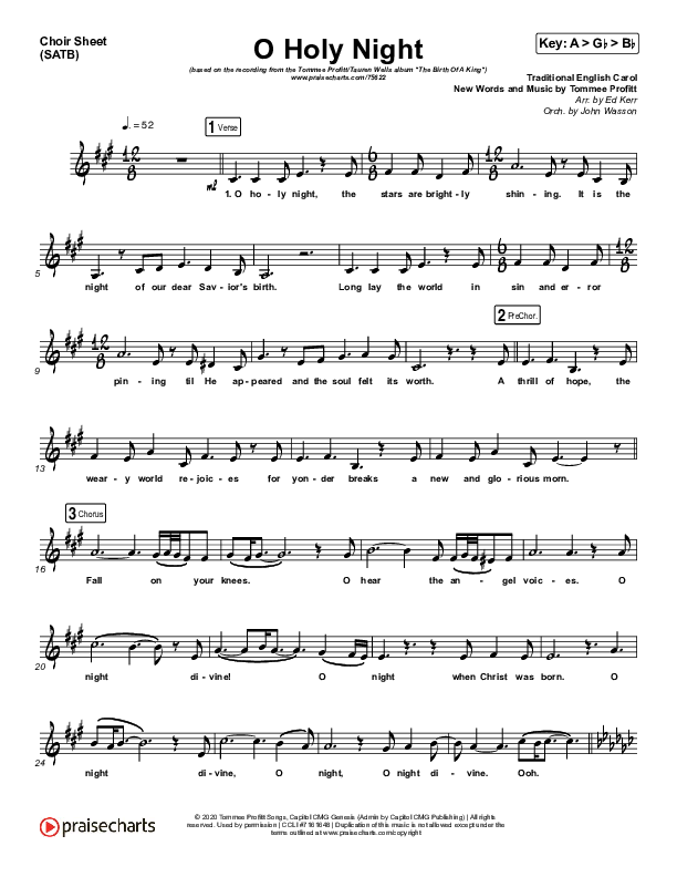 O Holy Night Choir Sheet (SATB) (Tommee Profitt / Tauren Wells / SVRCINA)
