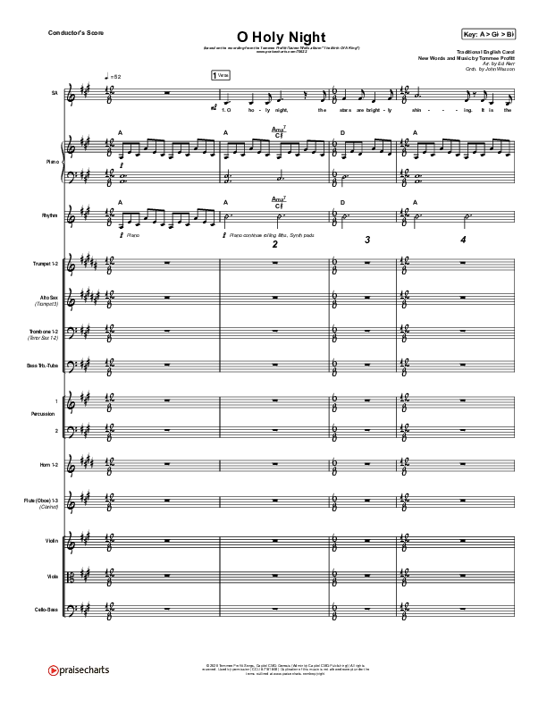 O Holy Night Conductor's Score (Tommee Profitt / Tauren Wells / SVRCINA)