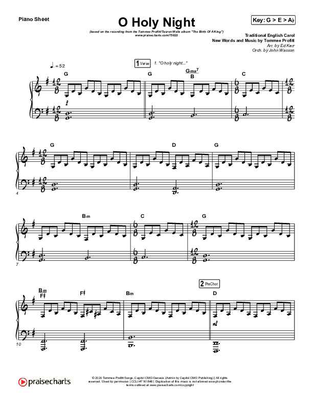 O Holy Night Piano Sheet (Tommee Profitt / Tauren Wells / SVRCINA)