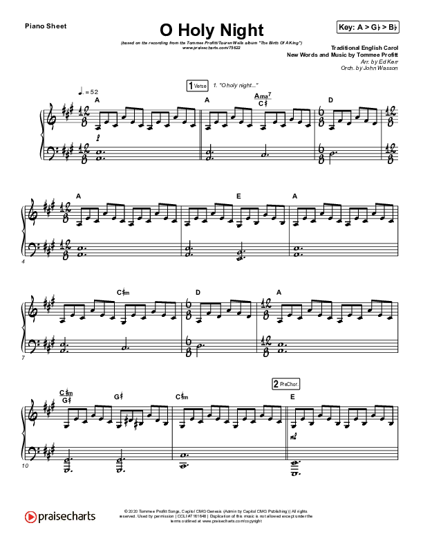 O Holy Night Piano Sheet (Tommee Profitt / Tauren Wells / SVRCINA)