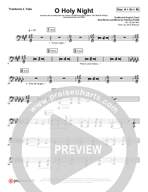 O Holy Night Trombone 3/Tuba (Tommee Profitt / Tauren Wells / SVRCINA)