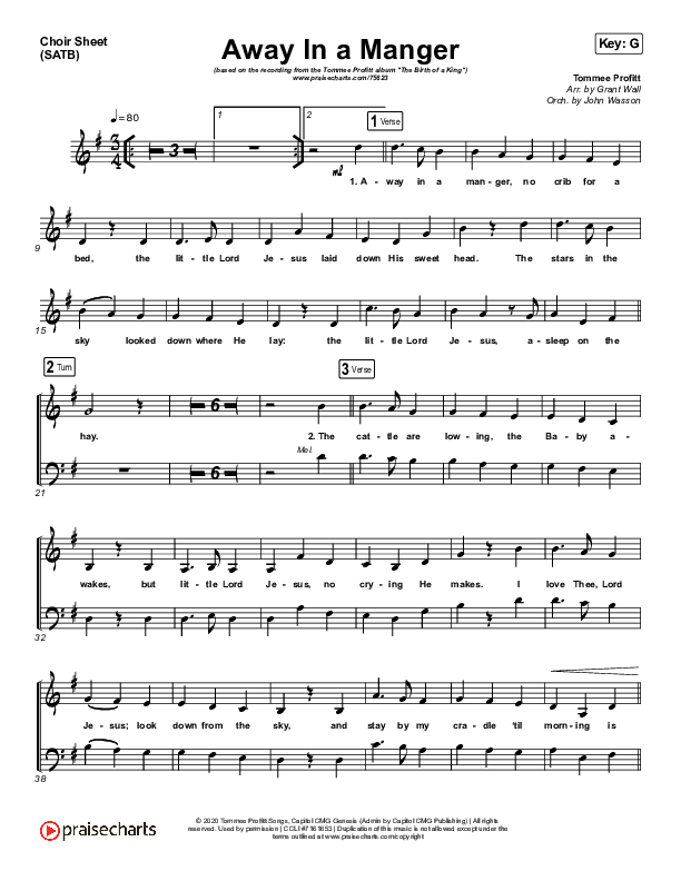 Away In A Manger Choir Sheet (SATB) (Tommee Profitt / Daniel Saint Black / Ruelle)