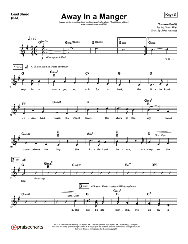 Away In A Manger Lead Sheet (SAT) (Tommee Profitt / Daniel Saint Black / Ruelle)