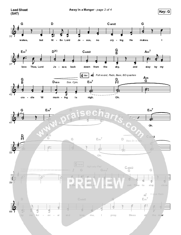 Away In A Manger Lead Sheet (SAT) (Tommee Profitt / Daniel Saint Black / Ruelle)