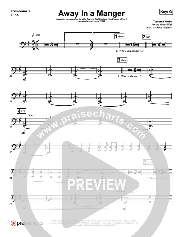 Away In A Manger Trombone 3/Tuba (Tommee Profitt / Daniel Saint Black / Ruelle)
