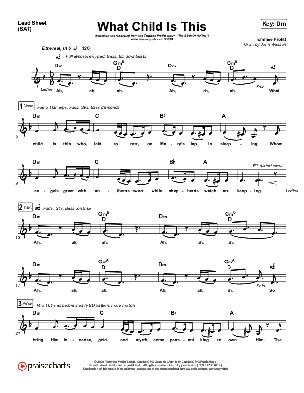 What Child Is This Lead Sheet (SAT) (Tommee Profitt / Avril Lavigne)