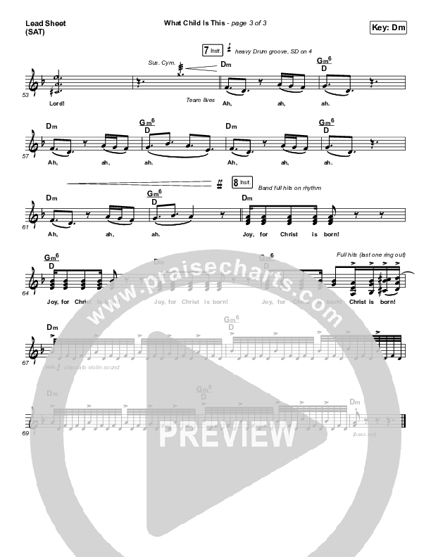 What Child Is This Lead Sheet (SAT) (Tommee Profitt / Avril Lavigne)