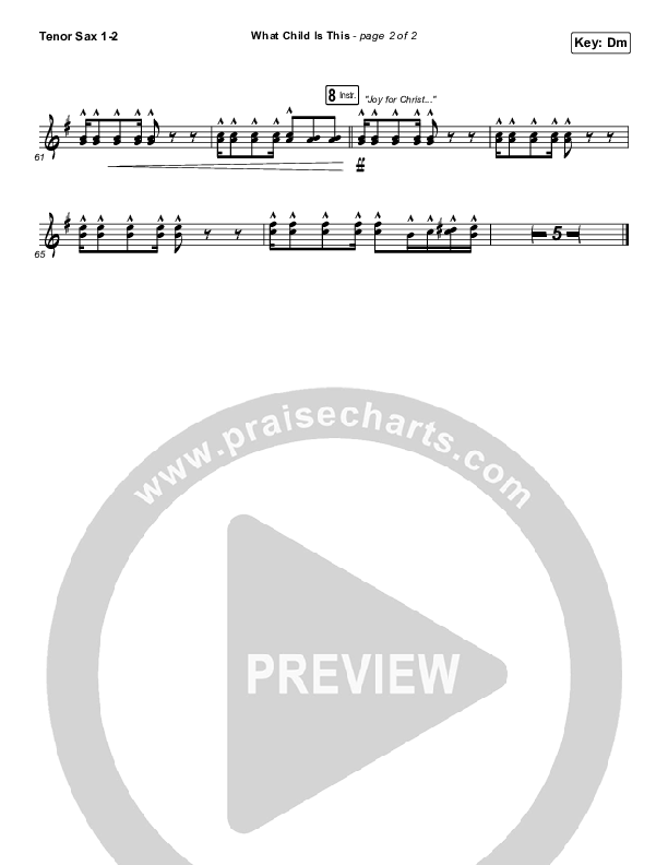 What Child Is This Tenor Sax 1/2 (Tommee Profitt / Avril Lavigne)