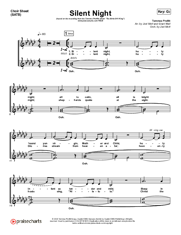 Silent Night Choir Sheet (SATB) (Tommee Profitt / Fleurie)