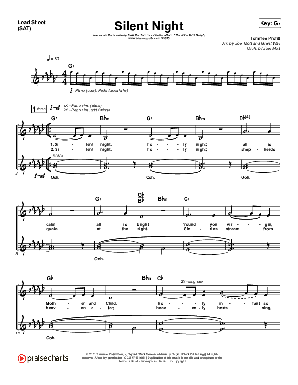 Silent Night Lead Sheet (SAT) (Tommee Profitt / Fleurie)