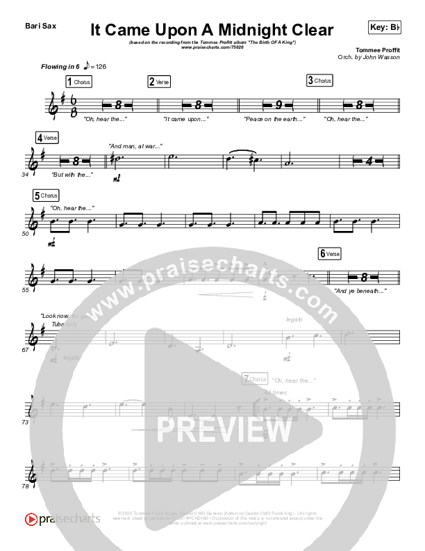 It Came Upon A Midnight Clear Bari Sax (Tommee Profitt / Brooke)